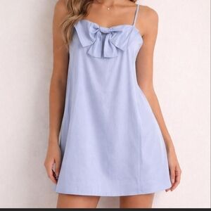 a new day Pale Blue Bow-Front Babydoll Mini Dress Size XL